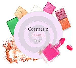 Various cosmetics isolated over white.
