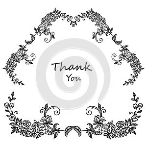 Various crowd of leaf flower frame, for template design of card thank you. Vector