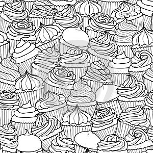 Various cupcakes random on white background.