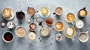 An Assortment of Hot Beverages.AI generated image