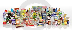 Various 3D grocery products photo