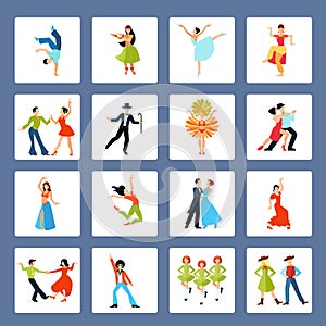 Various Dance Styles Flat Icons