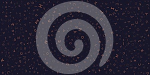 Various Dark Colorful Randomly Placed, Sized and Oriented Letters Pattern - Texture, Background