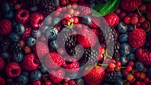 Various delicious fresh berries mix background