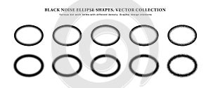 Various Density Of Black Noise Vector Hand Drawn Dot Work Stipple Oval Frames