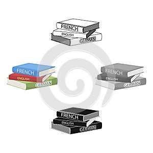 Various dictionaries icon in cartoon,black style isolated on white background. Interpreter and translator symbol stock