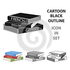 Various dictionaries icon in cartoon style photo
