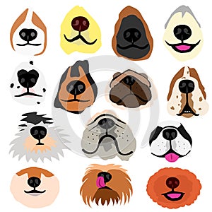Various dogs nose part set