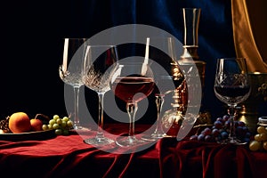 Various drinking glasses in fancy background