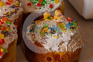 Various easter cake with easter eggs