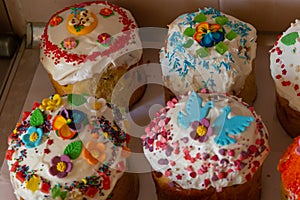 easter cake with eggs and flowers