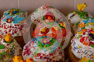 Various easter cakes on a plate