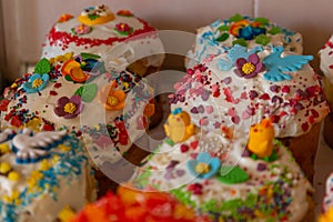 Various easter cakes on a plate