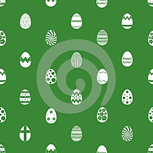 Various Easter eggs design seamless green pattern