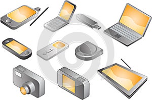 Various electronic gadgets, illustration