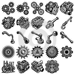 Various Engine Parts Arranged Together photo