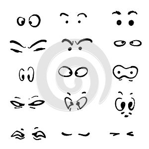 Various of eyes icon handdrawn doodle symbol for Visible, sleep and medicine supervision observe, lens or cry, eyesight health