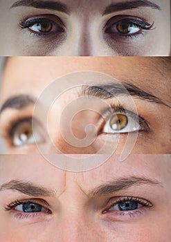 Various eyes in series of three