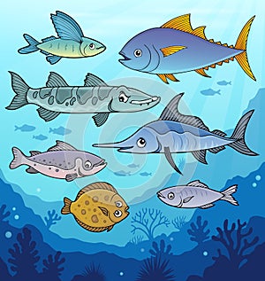 Various fishes underwater theme image 1