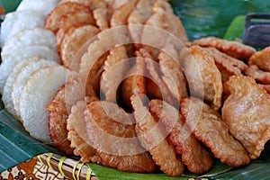 Various flavored of `kue cucur gula merah` or `pinjaram`