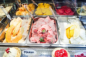 Various flavors of gelato icecream