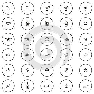 Various food and beverage icon collection set in silhouette version, create by vector