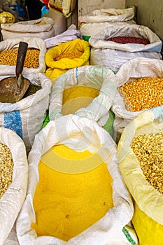 Various food products on sale in Talpiot Market, in Haifa