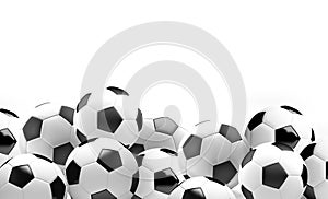 Various football soccer balls 3d render