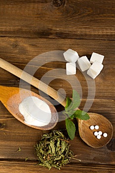 Various forms of stevia sweetener