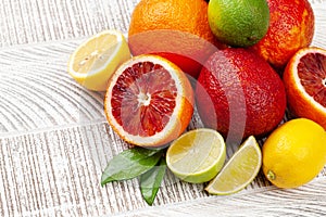 Various fresh citrus fruits