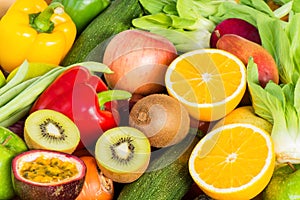 Various fresh fruits and vegetables for eating healthy
