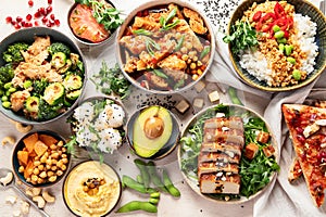 Various of fried soy meat dishes