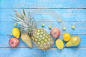 Various fruit, flat lay, healthy nutition