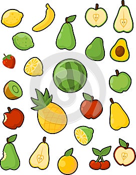 Various Fruit Illustration in White Background