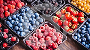 Various Fruits in Baskets at Farmers Market