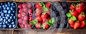 Various Fruits in Baskets at Farmers Market