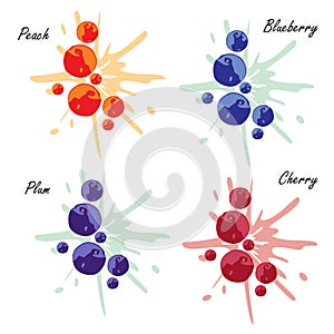 Various fruits with splash.