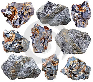 Various galena mineral gem stones and crystals photo