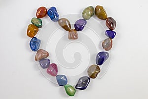 Various Gems and Crystals in a heart