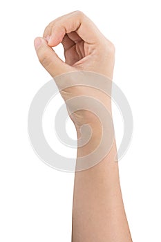 Various gestures and sign of Woman`s hand isolated on white background with clipping path