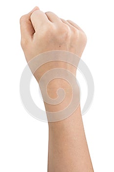 Various gestures and sign of Woman`s hand isolated on white background with clipping path