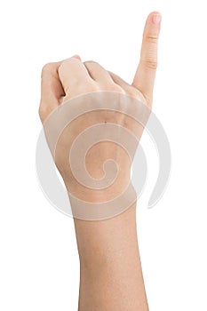 Various gestures and sign of Woman`s hand isolated on white background with clipping path