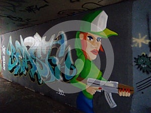 Graffiti pieces at an underpass in Nidau - graffiti Kunstwerke bei einer UnterfÃÂ¼hrung in Nidau