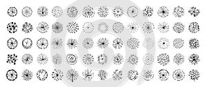 Various green trees, bushes and shrubs, top view for landscape design plan or architectural sketch. Vector illustration