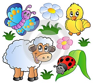 Various happy spring animals
