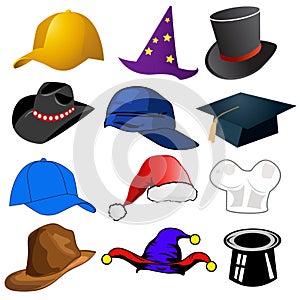 Various hats illustration