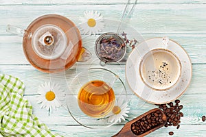 Various herbal tea and espresso coffee