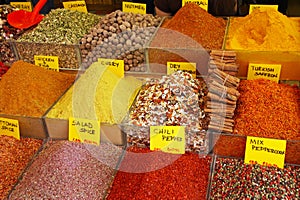 Various herbs and spices at the market