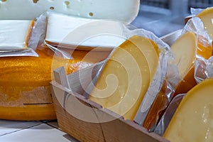 Various Holland cheese on in diary production market