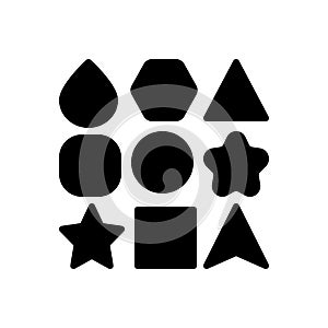 Black solid icon for Various, apart and multiple